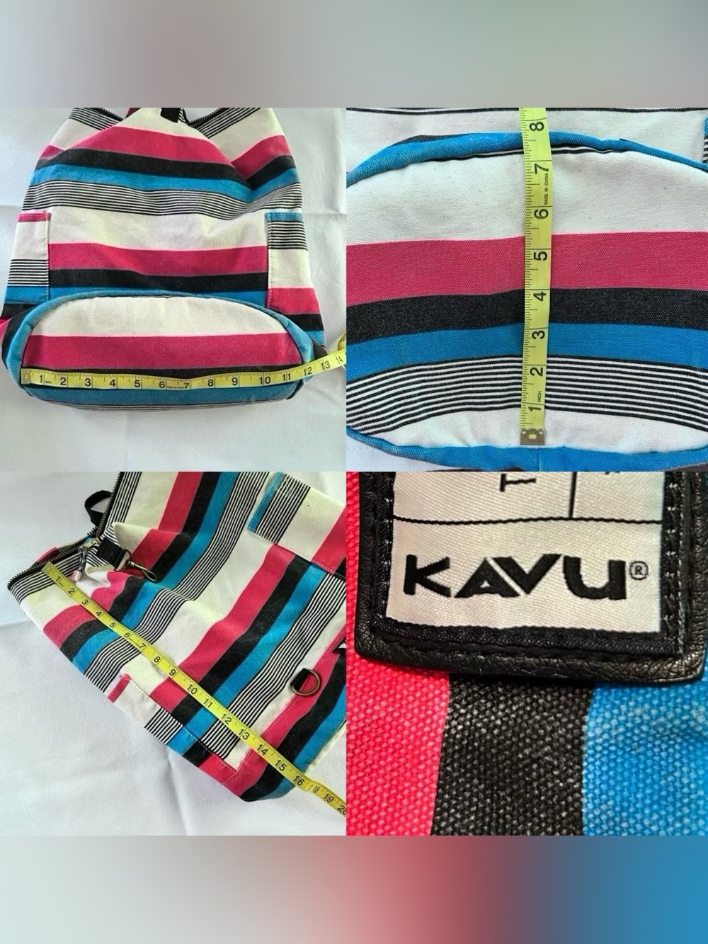 Kavu Free Range Sail Stripe Cotton Canvas Bucket-Style Backpack UNISEX - Picture 16 of 16